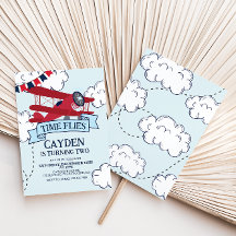 Zeitfliegen Flugzeug zum Geburtstag Einladung