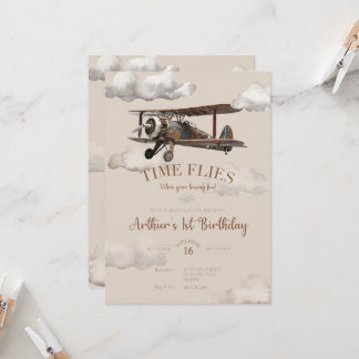 Zeitfliegen Flugzeug zum Geburtstag Einladung