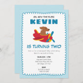 Zeitfliegen Hundeluftflugzeug-Kindergeburtstag Par Einladung (Vorne/Hinten)