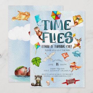 Zeitfliegen | Kite Themed 1. Geburtstag Party Einladung