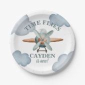 Zeitfliegt Flugzeug Geburtstag Foto drucken Pappteller (Vorderseite)