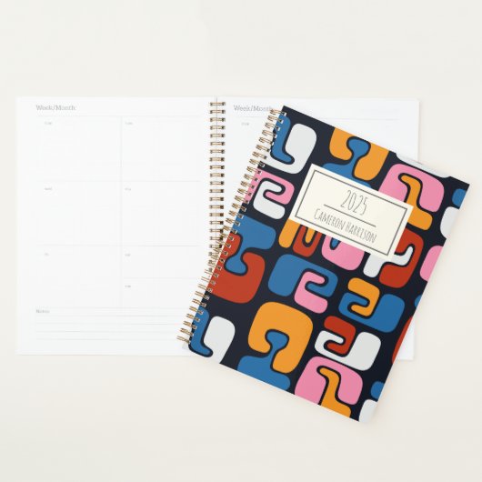 Zeitgemäße Abstrakte Formen Retro Personalisiert Planer (Anzeige)