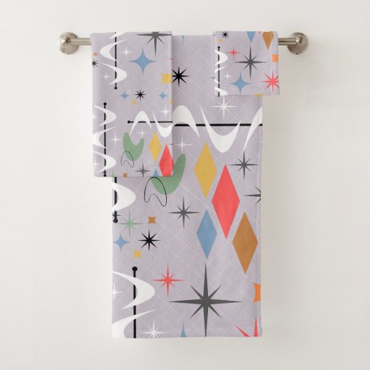 Zeitgemäße atomare und abstrakte Leitungen l lila Badhandtuch Set (Insitu)