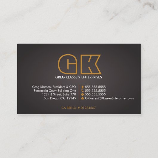 Zeitgemäße Berufliche Monogramm Visitenkarte (Rückseite)