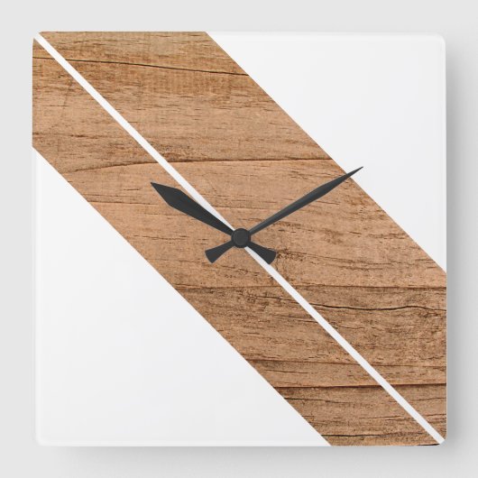 Zeitgemäße Blockstreifen auf Imitaten aus Holz Quadratische Wanduhr (Vorderseite)