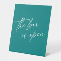 Zeitgemäße Handschrift Die Bar ist offen Aquamarin