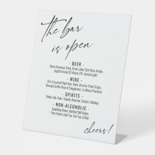 Zeitgemäße Handschrift-Typografie Offene Bar-Menük Sockelschild