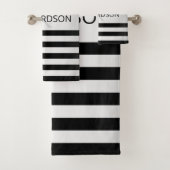 Zeitgemäße Imitate Silver Ombre Stripes & Black Badhandtuch Set (Insitu)