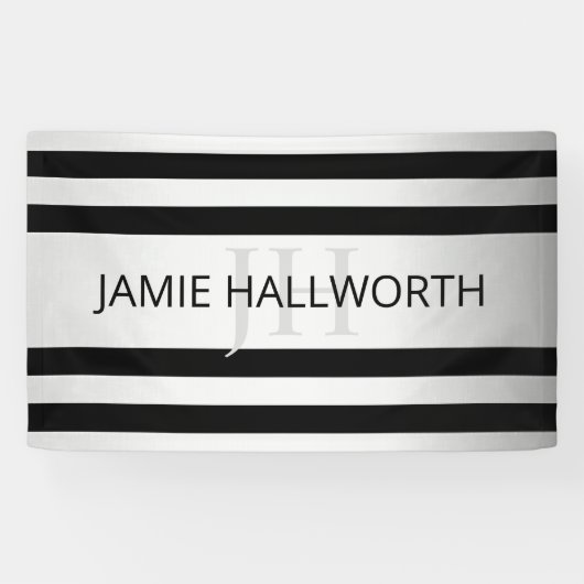 Zeitgemäße Imitate Silver Ombre Stripes & Black Banner (Horizontal)