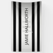 Zeitgemäße Imitate Silver Ombre Stripes & Black Banner (Vertikal)