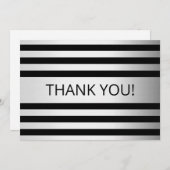 Zeitgemäße Imitate Silver Ombre Stripes & Black Dankeskarte (Vorne/Hinten)