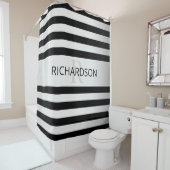 Zeitgemäße Imitate Silver Ombre Stripes & Black Duschvorhang (Beispiel)
