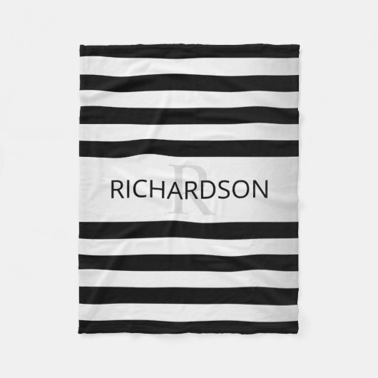 Zeitgemäße Imitate Silver Ombre Stripes & Black Fleecedecke (Vorderseite)