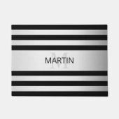 Zeitgemäße Imitate Silver Ombre Stripes & Black Fußmatte (Vorderseite)
