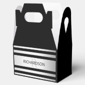 Zeitgemäße Imitate Silver Ombre Stripes & Black Geschenkschachtel (Geöffnet)