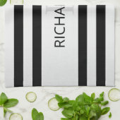 Zeitgemäße Imitate Silver Ombre Stripes & Black Geschirrtuch (Gefaltet)