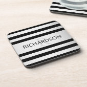 Zeitgemäße Imitate Silver Ombre Stripes & Black Getränkeuntersetzer (Linke Seite)