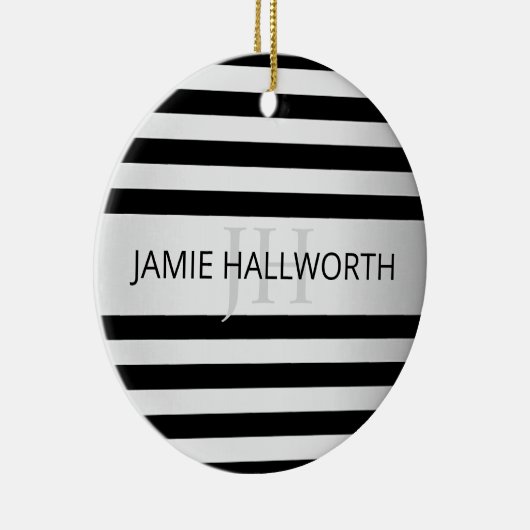 Zeitgemäße Imitate Silver Ombre Stripes & Black Keramik Ornament (Rechts)