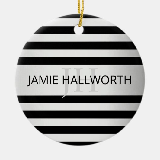 Zeitgemäße Imitate Silver Ombre Stripes & Black Keramik Ornament (Vorne)