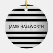 Zeitgemäße Imitate Silver Ombre Stripes & Black Keramik Ornament (Hinten)