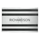 Zeitgemäße Imitate Silver Ombre Stripes & Black Kissenbezug (Rückseite-Links)