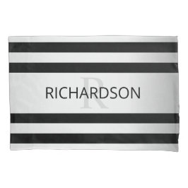 Zeitgemäße Imitate Silver Ombre Stripes & Black Kissenbezug