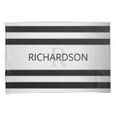 Zeitgemäße Imitate Silver Ombre Stripes & Black Kissenbezug (Vorderseite-Rechts)