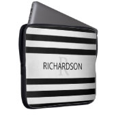 Zeitgemäße Imitate Silver Ombre Stripes & Black Laptopschutzhülle (Vorne Rechts)
