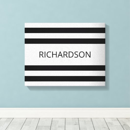 Zeitgemäße Imitate Silver Ombre Stripes & Black Leinwanddruck (Insitu (Holzboden))