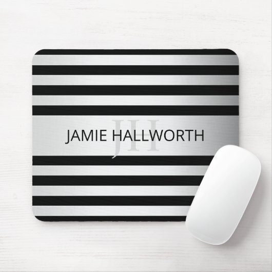 Zeitgemäße Imitate Silver Ombre Stripes & Black Mousepad (Mit Mouse)