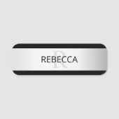 Zeitgemäße Imitate Silver Ombre Stripes & Black Namensschild (Vorderseite)