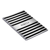 Zeitgemäße Imitate Silver Ombre Stripes & Black Notizblock (Rechte Seite)