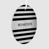 Zeitgemäße Imitate Silver Ombre Stripes & Black Ornament (Vorderseite)