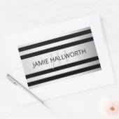 Zeitgemäße Imitate Silver Ombre Stripes & Black Rechteckiger Aufkleber (Umschlag)