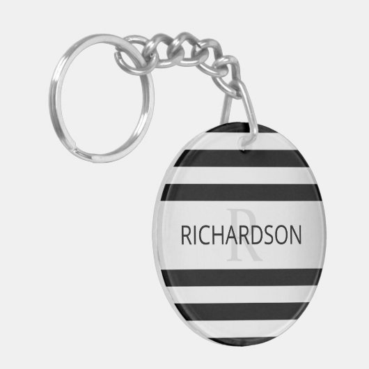 Zeitgemäße Imitate Silver Ombre Stripes & Black Schlüsselanhänger (Vorderseite links)