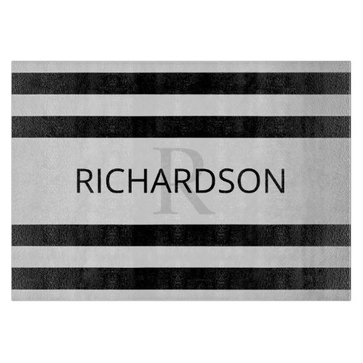 Zeitgemäße Imitate Silver Ombre Stripes & Black Schneidebrett (Vorderseite)