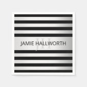 Zeitgemäße Imitate Silver Ombre Stripes & Black Serviette (Vorderseite)