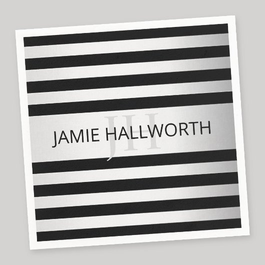 Zeitgemäße Imitate Silver Ombre Stripes & Black Serviette