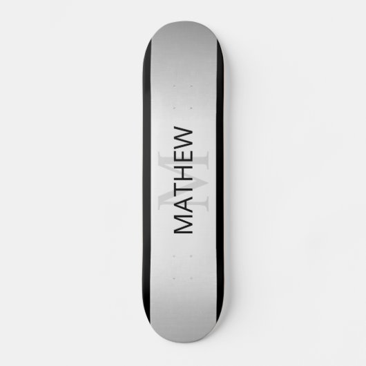 Zeitgemäße Imitate Silver Ombre Stripes & Black Skateboard (Vorderseite)