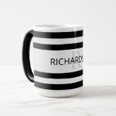 Zeitgemäße Imitate Silver Ombre Stripes & Black Verwandlungstasse (Vorderseite Links)