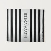 Zeitgemäße Imitate Silver Ombre Stripes & Black Wandteppich (Vorderseite (Horizontal))