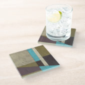 Zeitgemäße Minimalistische Malerei mit tiefer Farb Glasuntersetzer (Schrägansicht)