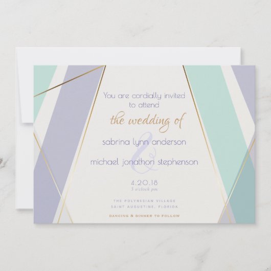 Zeitgemäße moderne geometrische Streifen Mini-Viol Einladung (Vorderseite)