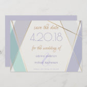 Zeitgemäße moderne geometrische Streifen Mini-Viol Save The Date (Vorne/Hinten)
