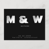 Zeitgemäße Monogramm B/W Save the Date einfach Ankündigungspostkarte (Vorderseite)