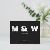 Zeitgemäße Monogramm B/W Save the Date einfach Ankündigungspostkarte (Stehend Vorderseite)