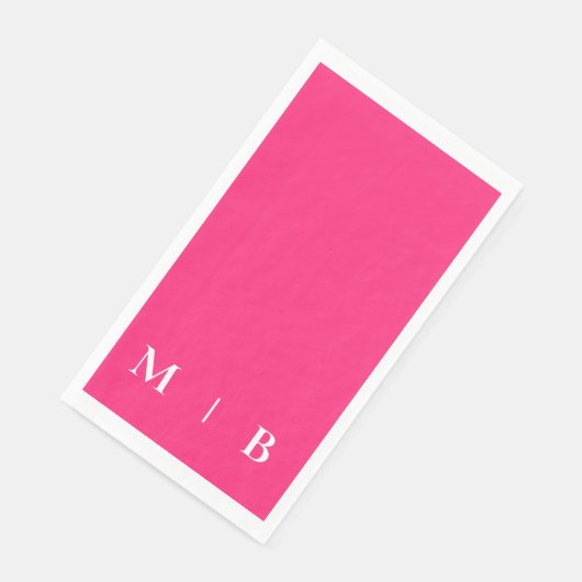 Zeitgemäße Monogramm Rosa und Weiß Serviette (Ecke)