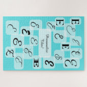 Zeitgemäße Monogramme anpassbar: "E" Aqua Puzzle (Horizontal)