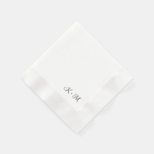Zeitgemäße Skriptinitialen B/W Hochzeitsgeprägt Serviette (Ecke)