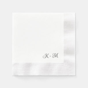 Zeitgemäße Skriptinitialen B/W Hochzeitsgeprägt Serviette